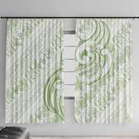 Hawaii Plumeria Lokelani Pikake Lei Window Curtain Oma'oma'o Polynesian Tattoo LT9 With Hooks Green - Polynesian Pride