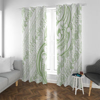 Hawaii Plumeria Lokelani Pikake Lei Window Curtain Oma'oma'o Polynesian Tattoo LT9 With Grommets Green - Polynesian Pride
