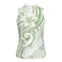 Hawaii Plumeria Lokelani Pikake Lei Women Sleeveless Polo Shirt Oma'oma'o Polynesian Tattoo
