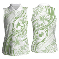 Hawaii Plumeria Lokelani Pikake Lei Women Sleeveless Polo Shirt Oma'oma'o Polynesian Tattoo