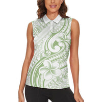 Hawaii Plumeria Lokelani Pikake Lei Women Sleeveless Polo Shirt Oma'oma'o Polynesian Tattoo