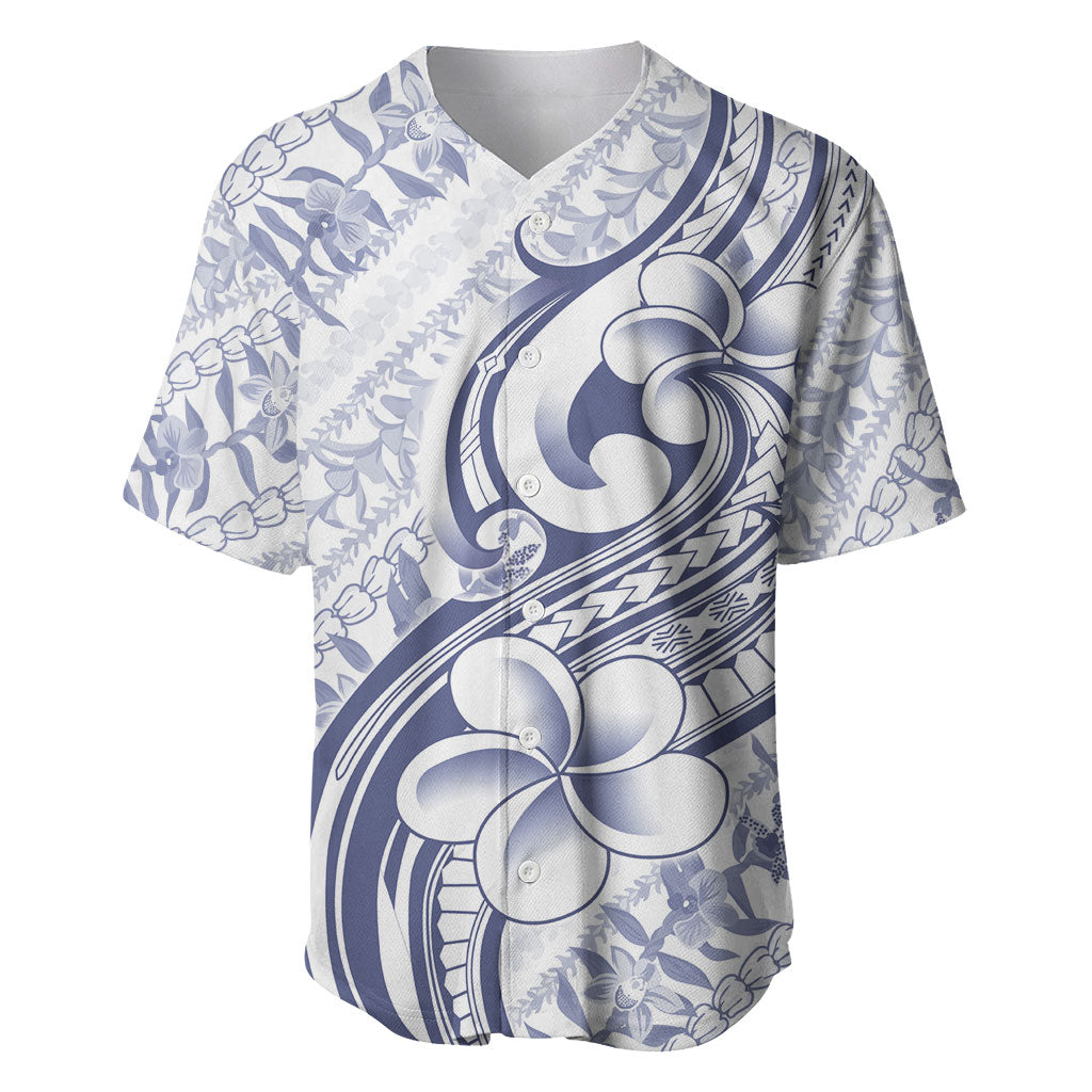 Hawaii Plumeria Lokelani Pikake Lei Baseball Jersey Navy Blue Polynesian Tattoo LT9 Navy Blue - Polynesian Pride