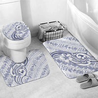 Hawaii Plumeria Lokelani Pikake Lei Bathroom Set Navy Blue Polynesian Tattoo