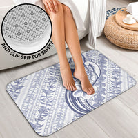 Hawaii Plumeria Lokelani Pikake Lei Bathroom Set Navy Blue Polynesian Tattoo