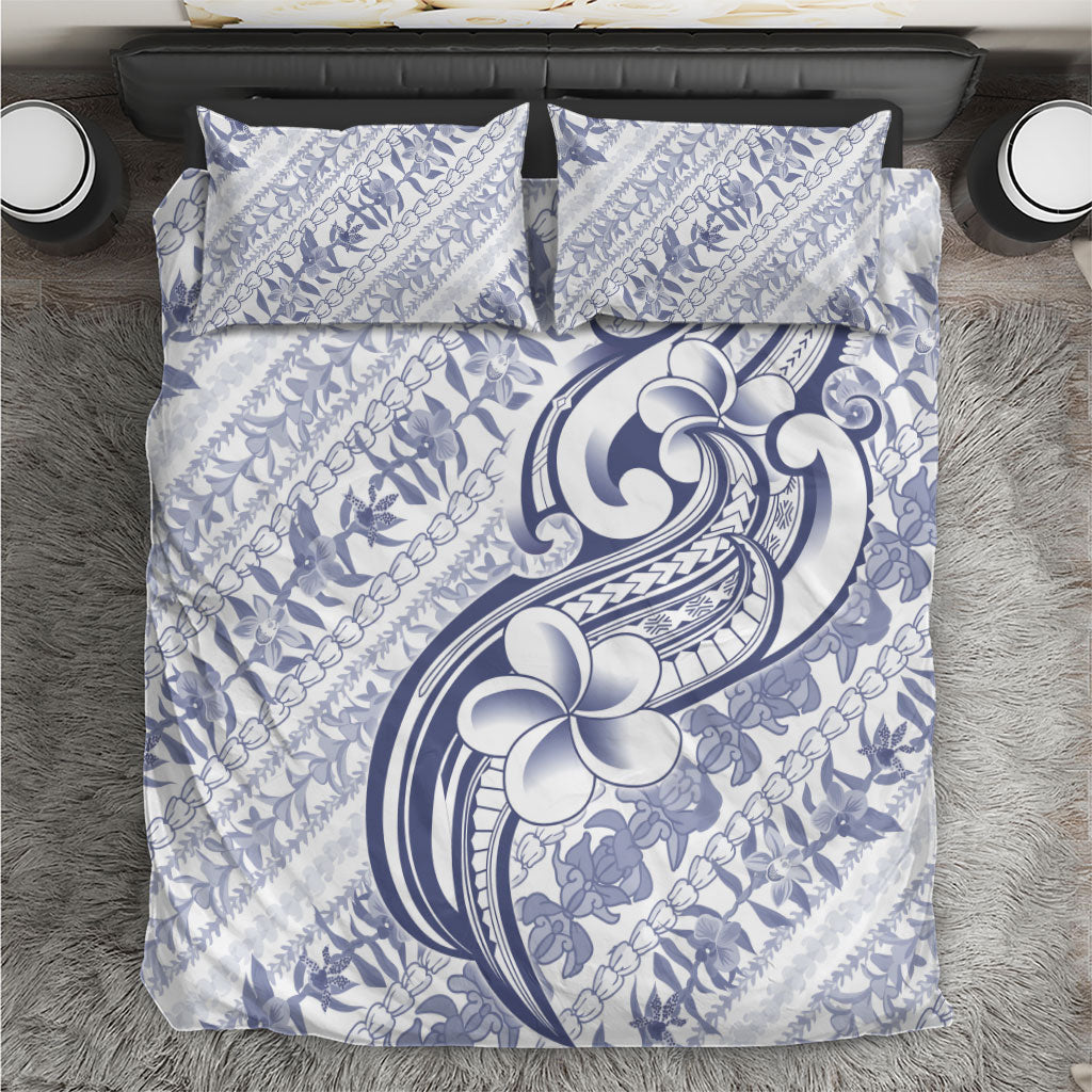 Hawaii Plumeria Lokelani Pikake Lei Bedding Set Navy Blue Polynesian Tattoo LT9 Navy Blue - Polynesian Pride