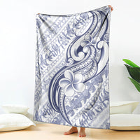 Hawaii Plumeria Lokelani Pikake Lei Blanket Navy Blue Polynesian Tattoo LT9 - Polynesian Pride