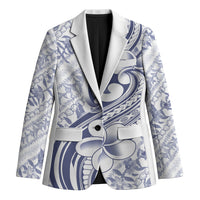 Hawaii Plumeria Lokelani Pikake Lei Blazer Navy Blue Polynesian Tattoo LT9 Unisex Navy Blue - Polynesian Pride