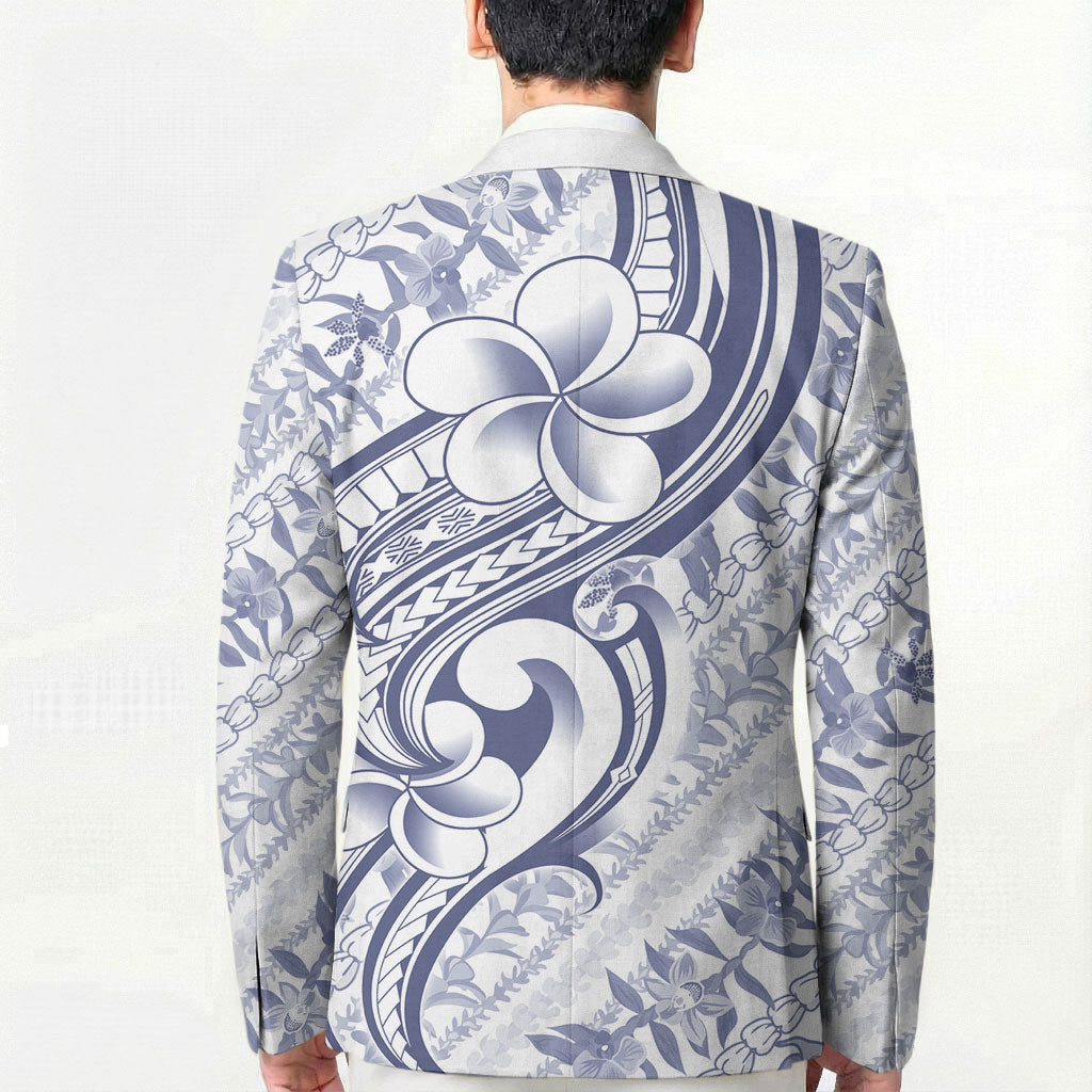 Hawaii Plumeria Lokelani Pikake Lei Blazer Navy Blue Polynesian Tattoo LT9 - Polynesian Pride