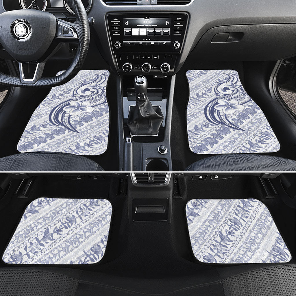 Hawaii Plumeria Lokelani Pikake Lei Car Mats Navy Blue Polynesian Tattoo