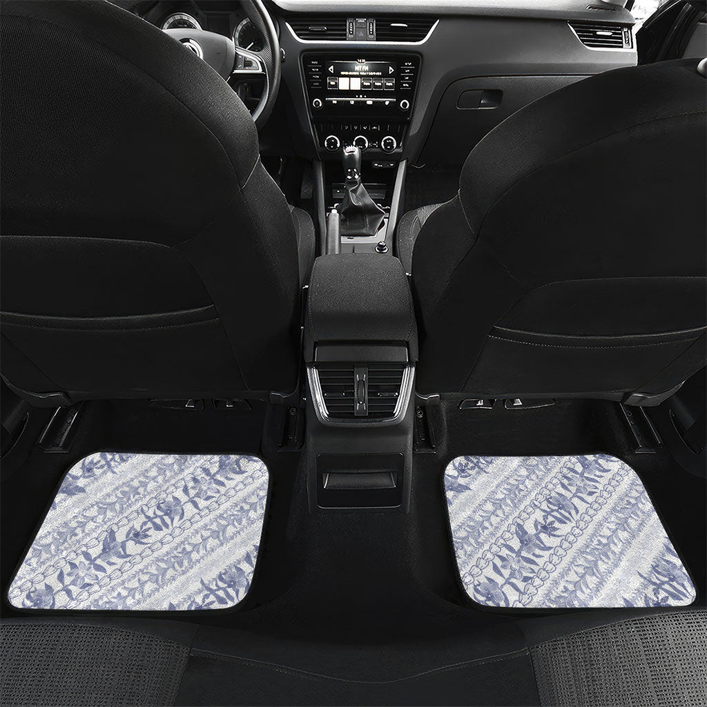 Hawaii Plumeria Lokelani Pikake Lei Car Mats Navy Blue Polynesian Tattoo