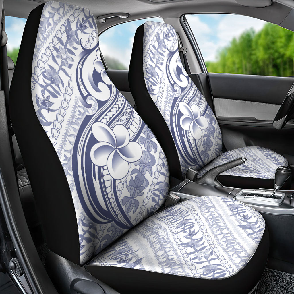 Hawaii Plumeria Lokelani Pikake Lei Car Seat Cover Navy Blue Polynesian Tattoo LT9 - Polynesian Pride