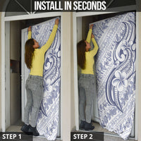 Hawaii Plumeria Lokelani Pikake Lei Door Cover Navy Blue Polynesian Tattoo LT9 - Polynesian Pride