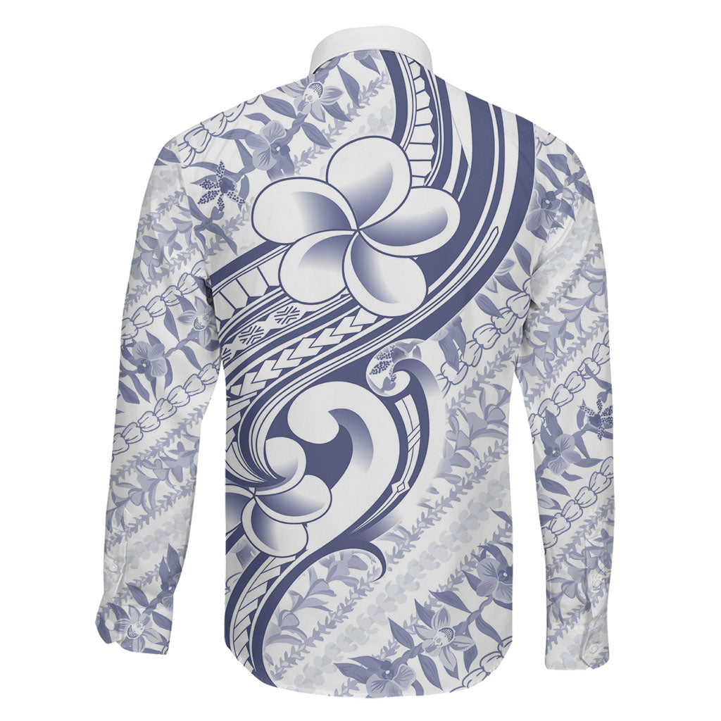 Hawaii Plumeria Lokelani Pikake Lei Family Matching Tank Maxi Dress and Hawaiian Shirt Navy Blue Polynesian Tattoo