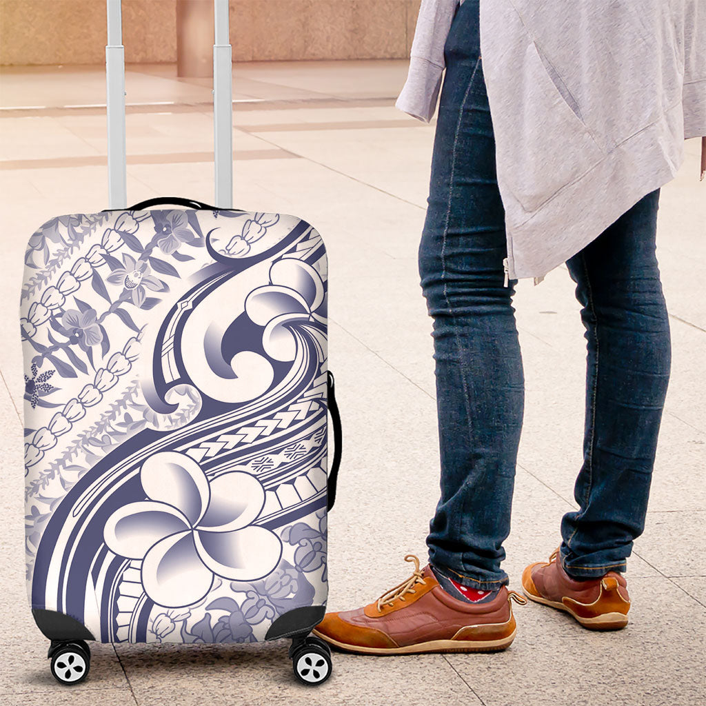 Hawaii Plumeria Lokelani Pikake Lei Luggage Cover Navy Blue Polynesian Tattoo LT9 Navy Blue - Polynesian Pride