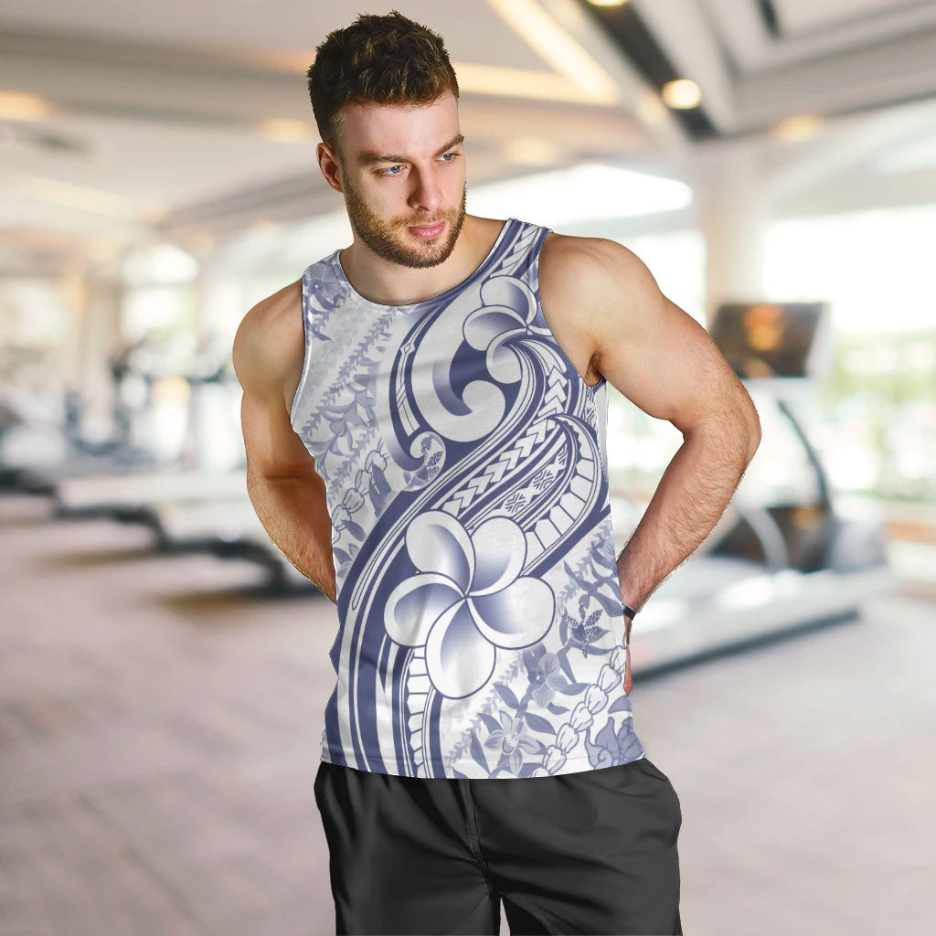 Hawaii Plumeria Lokelani Pikake Lei Men Tank Top Navy Blue Polynesian Tattoo LT9 Navy Blue - Polynesian Pride