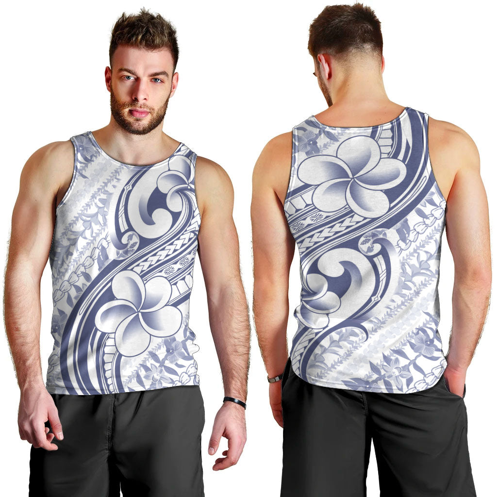 Hawaii Plumeria Lokelani Pikake Lei Men Tank Top Navy Blue Polynesian Tattoo LT9 - Polynesian Pride