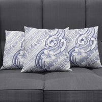 Hawaii Plumeria Lokelani Pikake Lei Pillow Cover Navy Blue Polynesian Tattoo