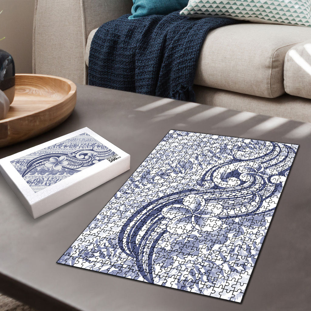 Hawaii Plumeria Lokelani Pikake Lei Puzzle Navy Blue Polynesian Tattoo LT9 - Polynesian Pride
