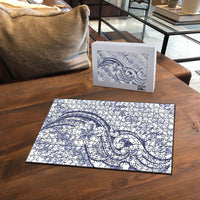 Hawaii Plumeria Lokelani Pikake Lei Puzzle Navy Blue Polynesian Tattoo LT9 - Polynesian Pride