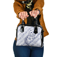Hawaii Plumeria Lokelani Pikake Lei Shoulder Handbag Navy Blue Polynesian Tattoo