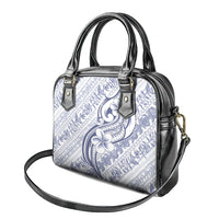 Hawaii Plumeria Lokelani Pikake Lei Shoulder Handbag Navy Blue Polynesian Tattoo