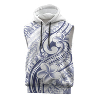 Hawaii Plumeria Lokelani Pikake Lei Sleeveless Hoodie Navy Blue Polynesian Tattoo