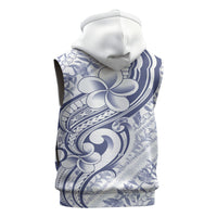 Hawaii Plumeria Lokelani Pikake Lei Sleeveless Hoodie Navy Blue Polynesian Tattoo