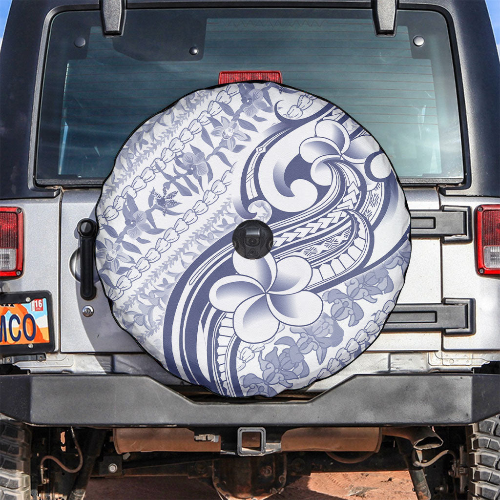 Hawaii Plumeria Lokelani Pikake Lei Spare Tire Cover Navy Blue Polynesian Tattoo LT9 Navy Blue - Polynesian Pride