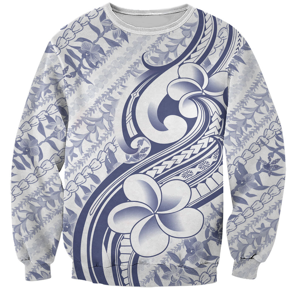Hawaii Plumeria Lokelani Pikake Lei Sweatshirt Navy Blue Polynesian Tattoo LT9 Unisex Navy Blue - Polynesian Pride