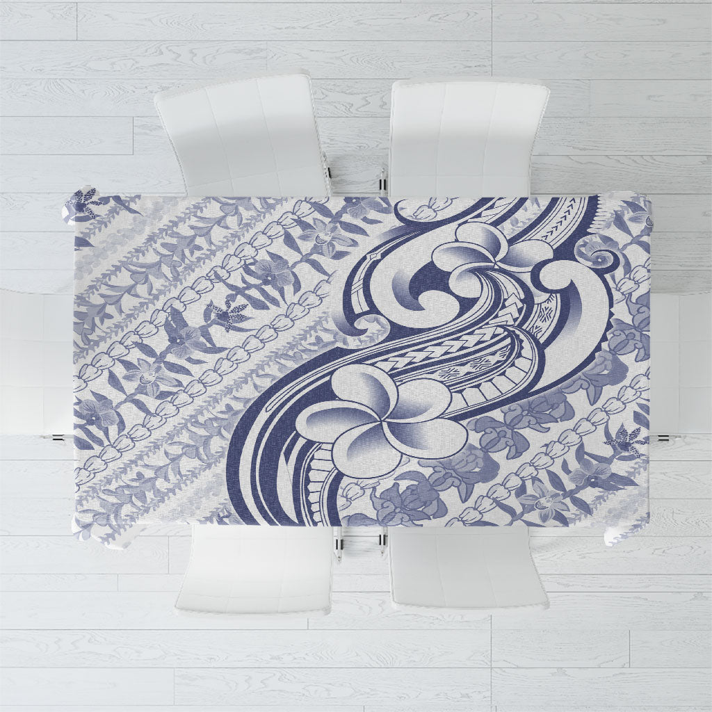 Hawaii Plumeria Lokelani Pikake Lei Tablecloth Navy Blue Polynesian Tattoo LT9 Navy Blue - Polynesian Pride