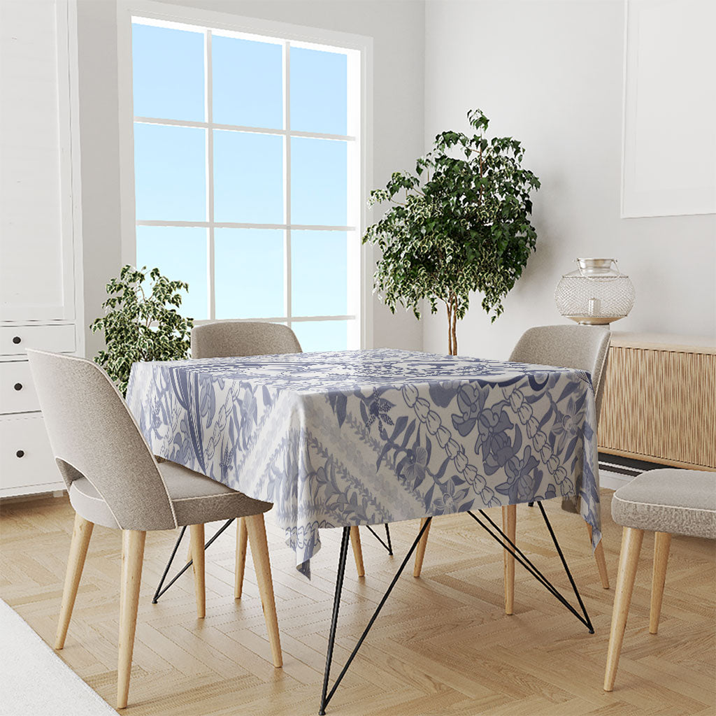 Hawaii Plumeria Lokelani Pikake Lei Tablecloth Navy Blue Polynesian Tattoo LT9 - Polynesian Pride