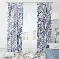 Hawaii Plumeria Lokelani Pikake Lei Window Curtain Navy Blue Polynesian Tattoo