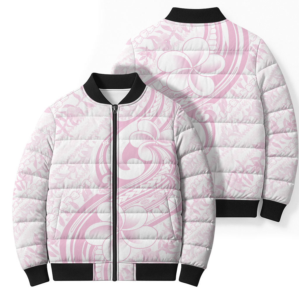 Hawaii Plumeria Lokelani Pikake Lei Bomber Puffer Jacket Poni Mama Polynesian Tattoo