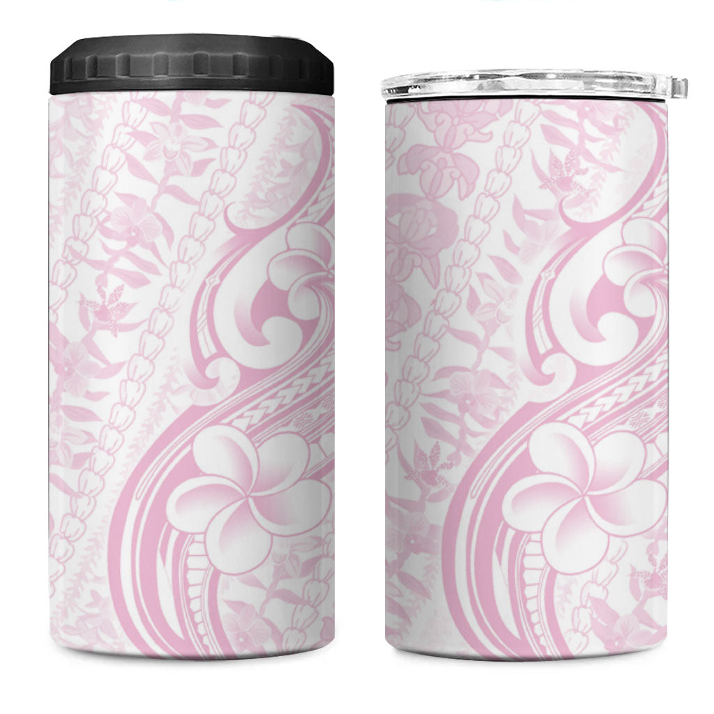 Hawaii Plumeria Lokelani Pikake Lei 4 in 1 Can Cooler Tumbler Poni Mama Polynesian Tattoo