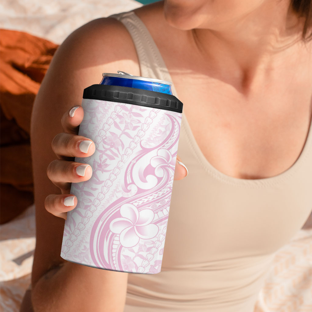 Hawaii Plumeria Lokelani Pikake Lei 4 in 1 Can Cooler Tumbler Poni Mama Polynesian Tattoo