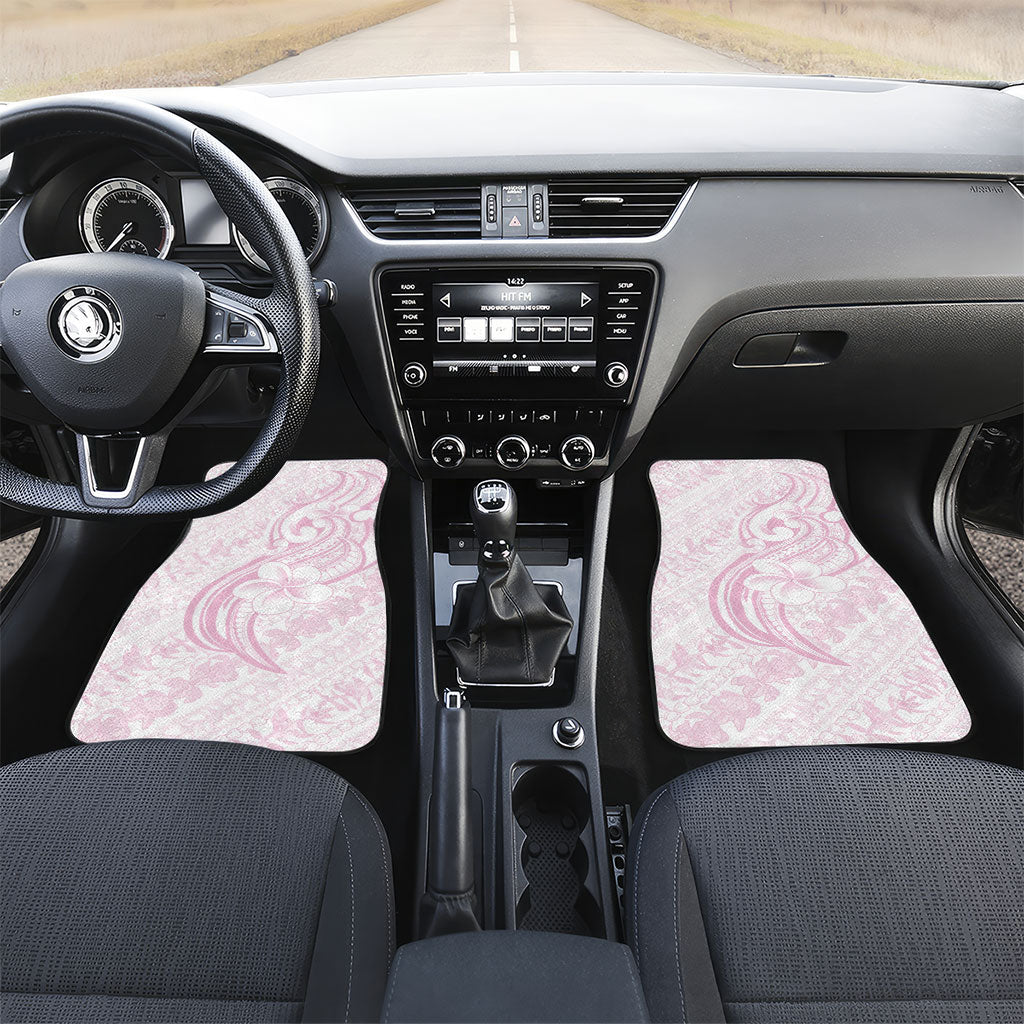 Hawaii Plumeria Lokelani Pikake Lei Car Mats Poni Mama Polynesian Tattoo LT9 Set 2pcs - Front Pink - Polynesian Pride