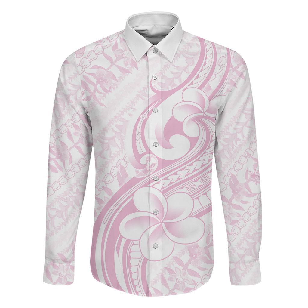 Hawaii Plumeria Lokelani Pikake Lei Family Matching Long Sleeve Bodycon Dress and Hawaiian Shirt Poni Mama Polynesian Tattoo