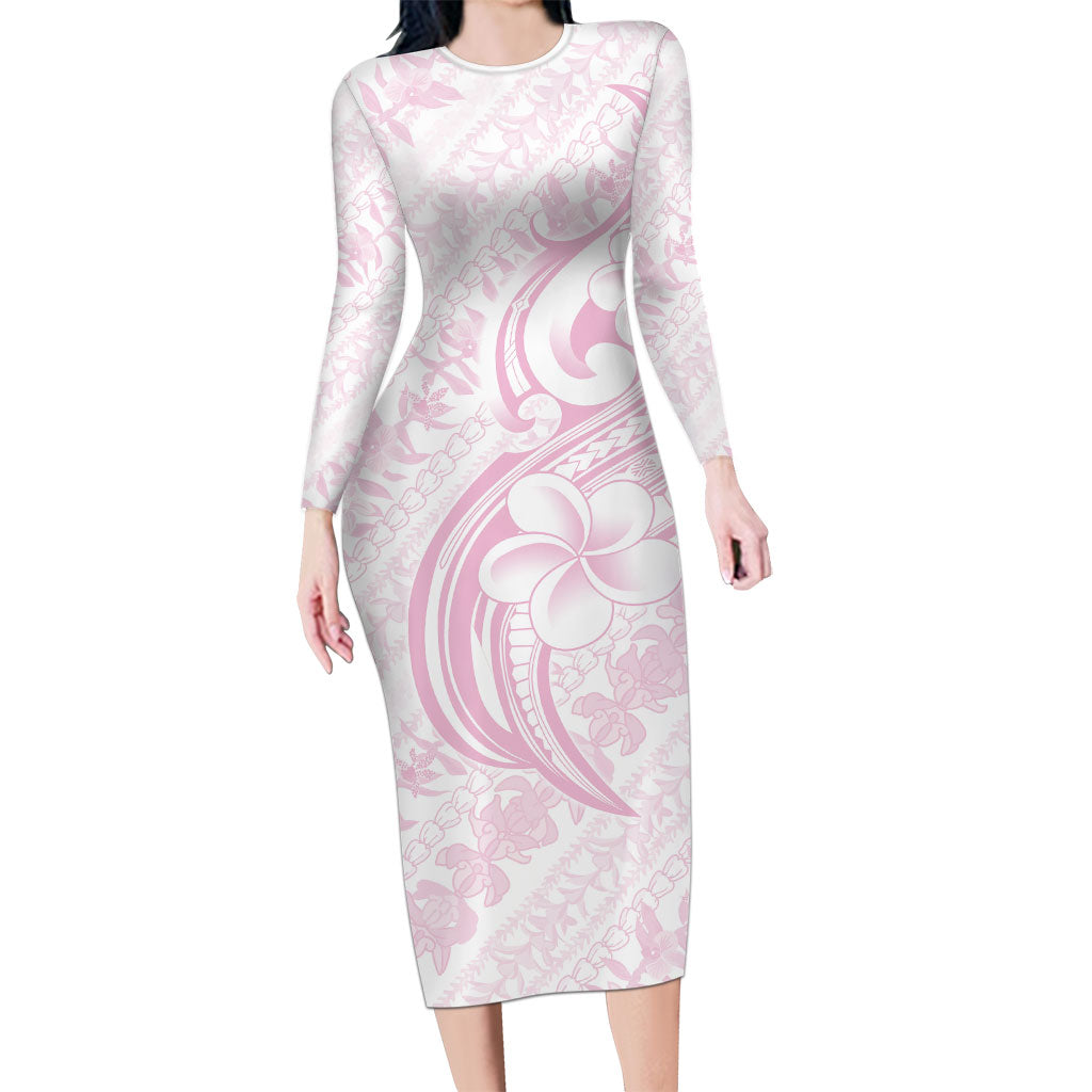 Hawaii Plumeria Lokelani Pikake Lei Family Matching Long Sleeve Bodycon Dress and Hawaiian Shirt Poni Mama Polynesian Tattoo