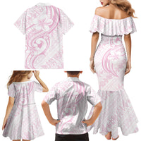 Hawaii Plumeria Lokelani Pikake Lei Family Matching Mermaid Dress and Hawaiian Shirt Poni Mama Polynesian Tattoo