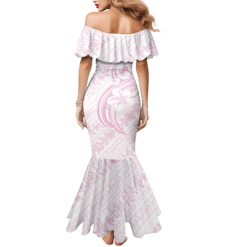 Hawaii Plumeria Lokelani Pikake Lei Family Matching Mermaid Dress and Hawaiian Shirt Poni Mama Polynesian Tattoo
