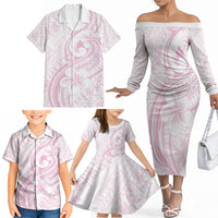 Hawaii Plumeria Lokelani Pikake Lei Family Matching Off The Shoulder Long Sleeve Dress and Hawaiian Shirt Poni Mama Polynesian Tattoo LT9 - Polynesian Pride