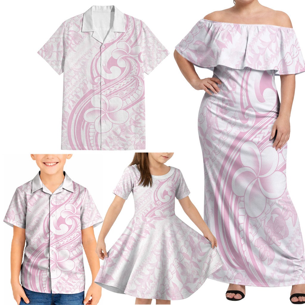 Hawaii Plumeria Lokelani Pikake Lei Family Matching Off Shoulder Maxi Dress and Hawaiian Shirt Poni Mama Polynesian Tattoo LT9 - Polynesian Pride