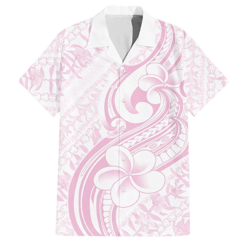 Hawaii Plumeria Lokelani Pikake Lei Family Matching Off Shoulder Short Dress and Hawaiian Shirt Poni Mama Polynesian Tattoo