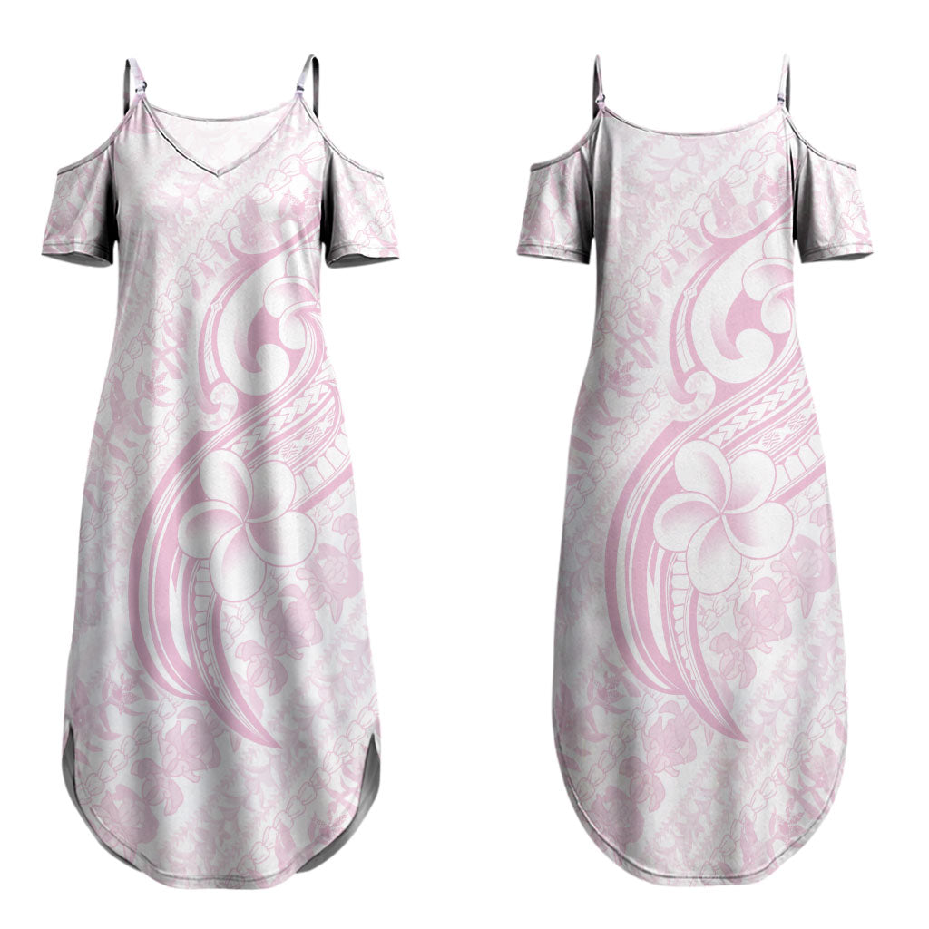 Hawaii Plumeria Lokelani Pikake Lei Family Matching Summer Maxi Dress and Hawaiian Shirt Poni Mama Polynesian Tattoo LT9 Mom's Dress Pink - Polynesian Pride
