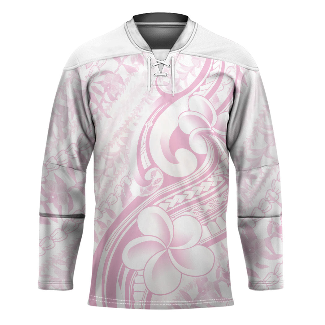 Hawaii Plumeria Lokelani Pikake Lei Hockey Jersey Poni Mama Polynesian Tattoo LT9 Unisex Pink - Polynesian Pride
