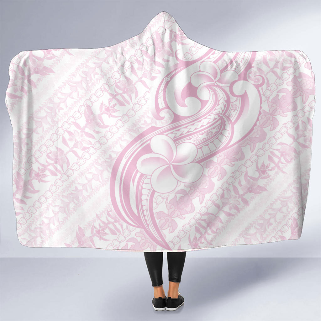 Hawaii Plumeria Lokelani Pikake Lei Hooded Blanket Poni Mama Polynesian Tattoo LT9 One Size Pink - Polynesian Pride