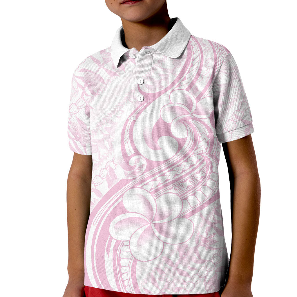 Hawaii Plumeria Lokelani Pikake Lei Kid Polo Shirt Poni Mama Polynesian Tattoo
