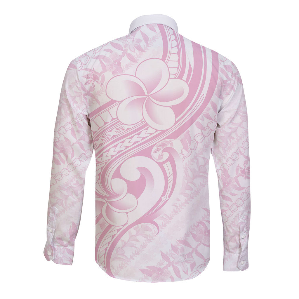 Hawaii Plumeria Lokelani Pikake Lei Long Sleeve Button Shirt Poni Mama Polynesian Tattoo LT9 - Polynesian Pride