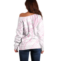 Hawaii Plumeria Lokelani Pikake Lei Off Shoulder Sweater Poni Mama Polynesian Tattoo LT9 - Polynesian Pride