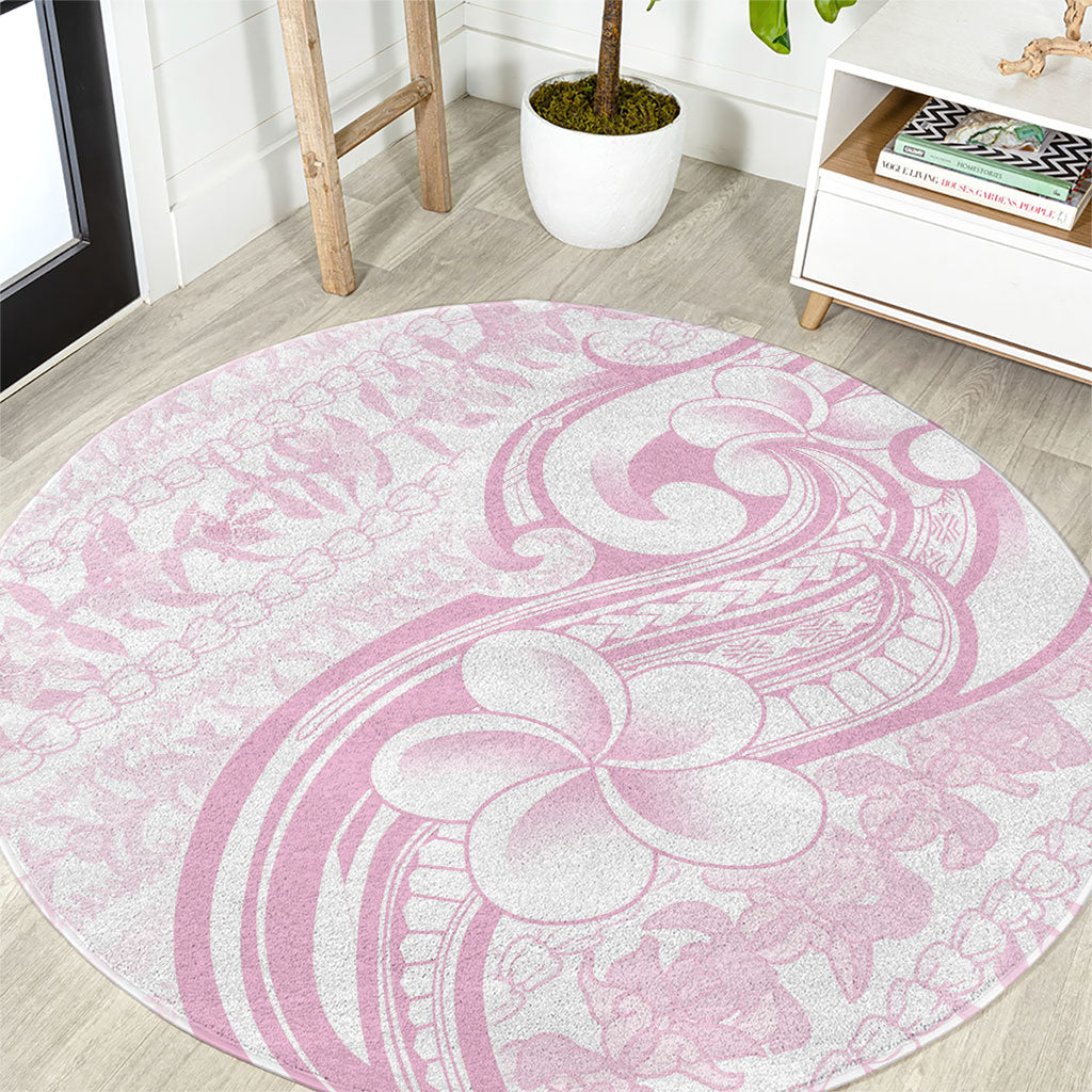 Hawaii Plumeria Lokelani Pikake Lei Round Carpet Poni Mama Polynesian Tattoo LT9 Pink - Polynesian Pride